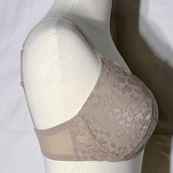 LA Senza Beige Lace Obsession Deep Plunge Bra 34E (34DD) - Picture 4 of 10